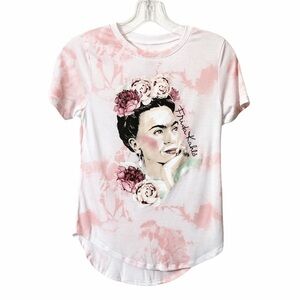 Frida Kahlo Pink Flower Short Sleeve XS Top